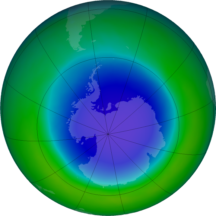 Antarctic ozone map for November 2015
